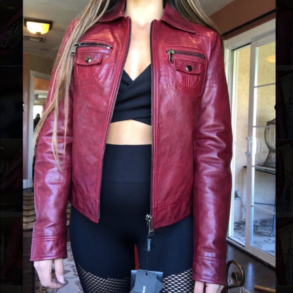 Dolce and Gabbana Red Leather Jacket NWOT